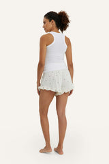Women's Fleur Smocked Waist Ruffle Trim Maternity Short