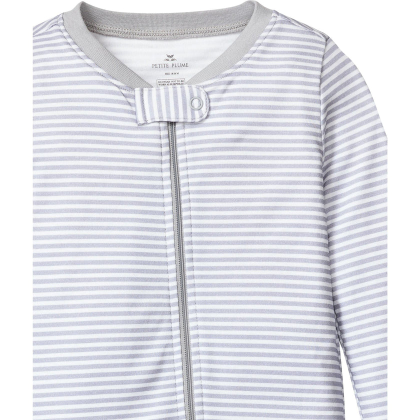Baby's Pima Ruffle Collar Romper in Pink Stripe