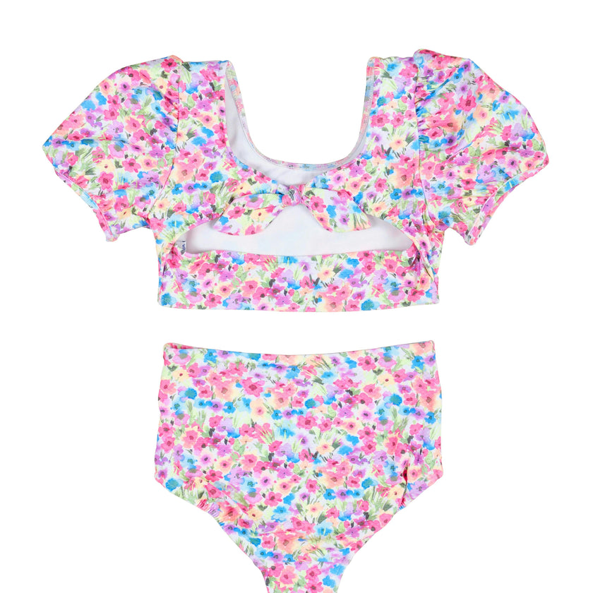 Floral Puff Sleeve Bikini