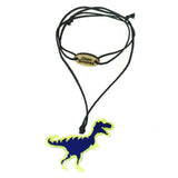 Dinosaur Navy Neon Yellow Necklace