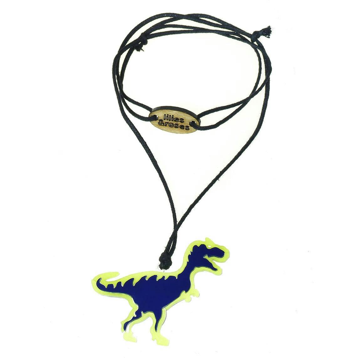 Dinosaur Navy Neon Yellow Necklace