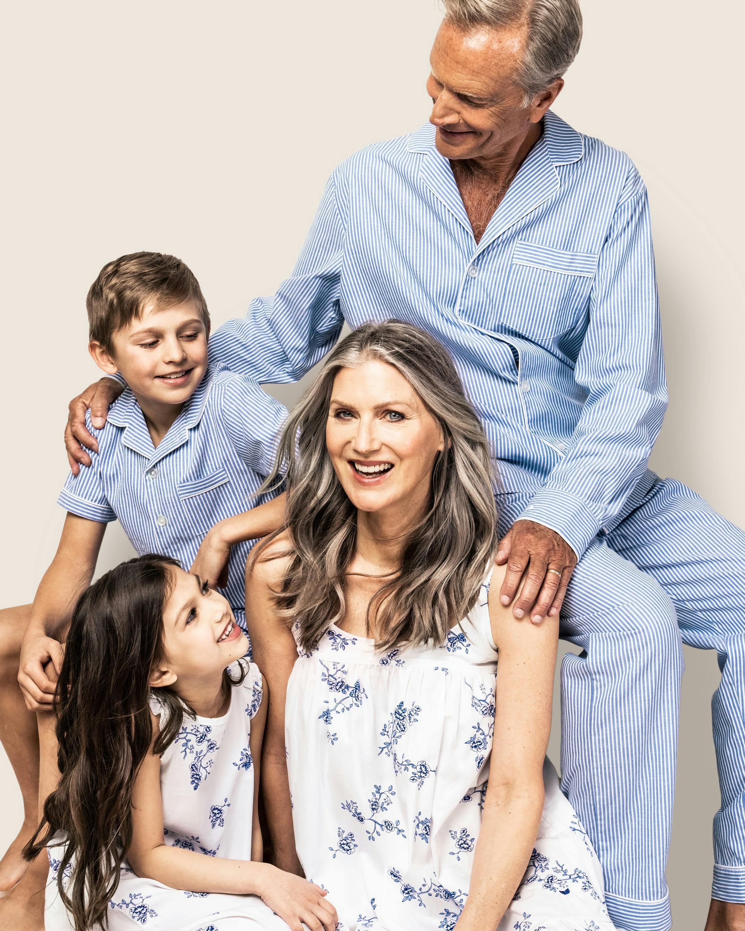 Men's Twill Pajama Set in French Blue Heritage Stripe