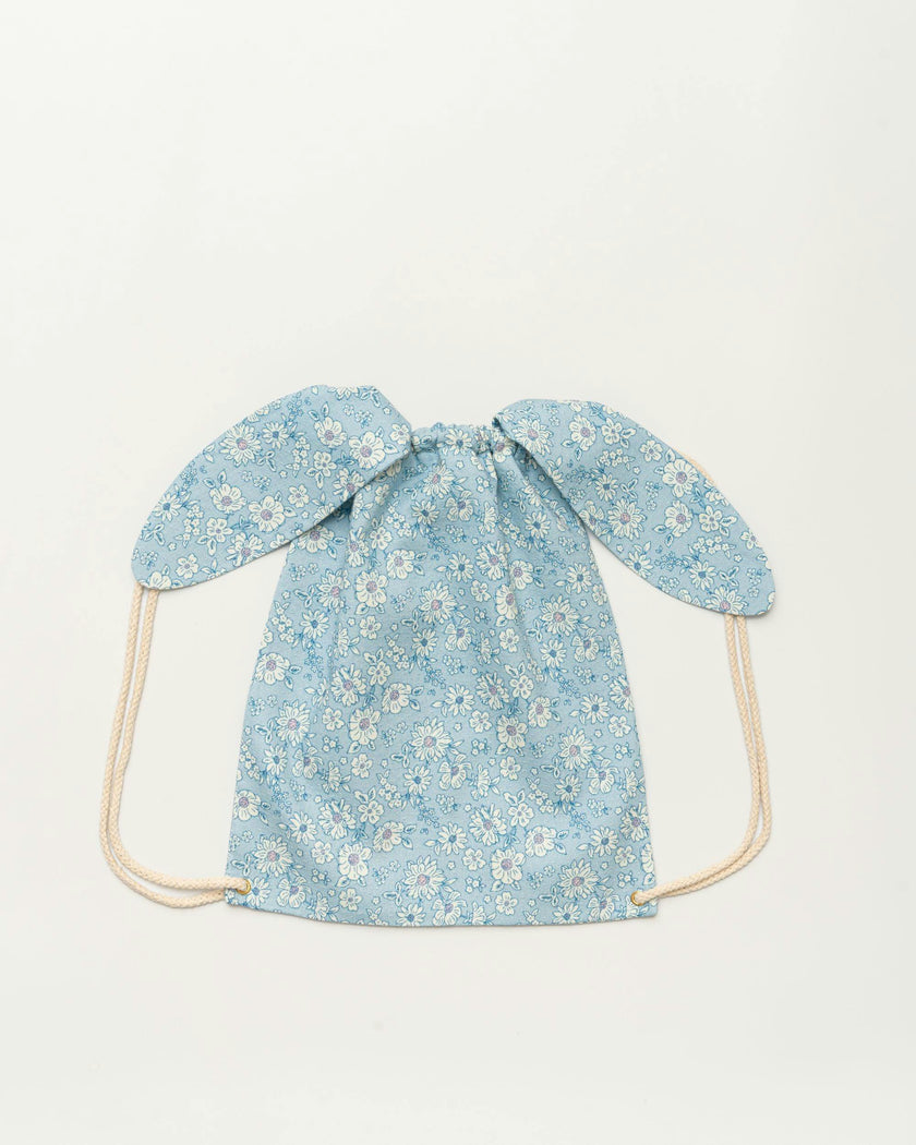 Bunny Drawstring Backpack - Tonal Floral Blue