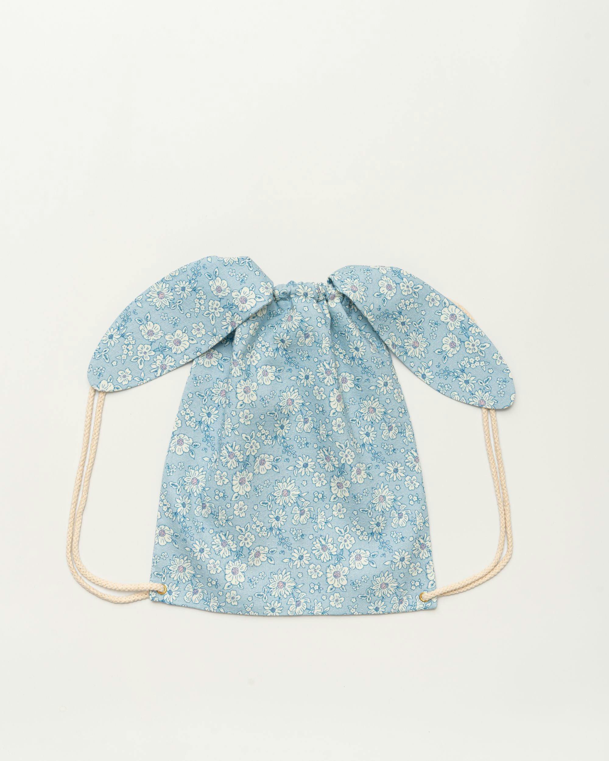 Bunny Drawstring Backpack - Tonal Floral Blue