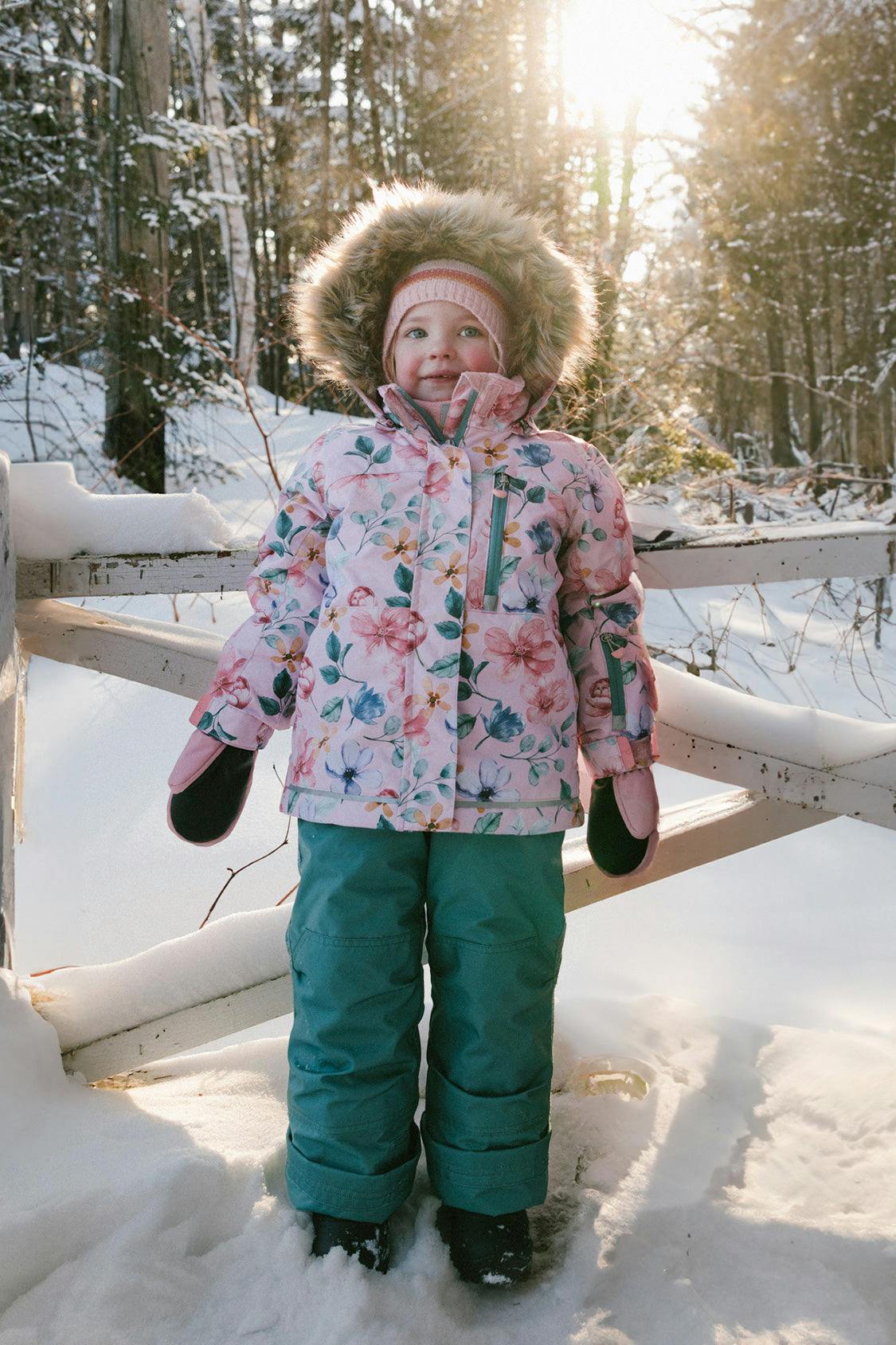 Two Piece Play Snowsuit Pink Vintage Floral Print