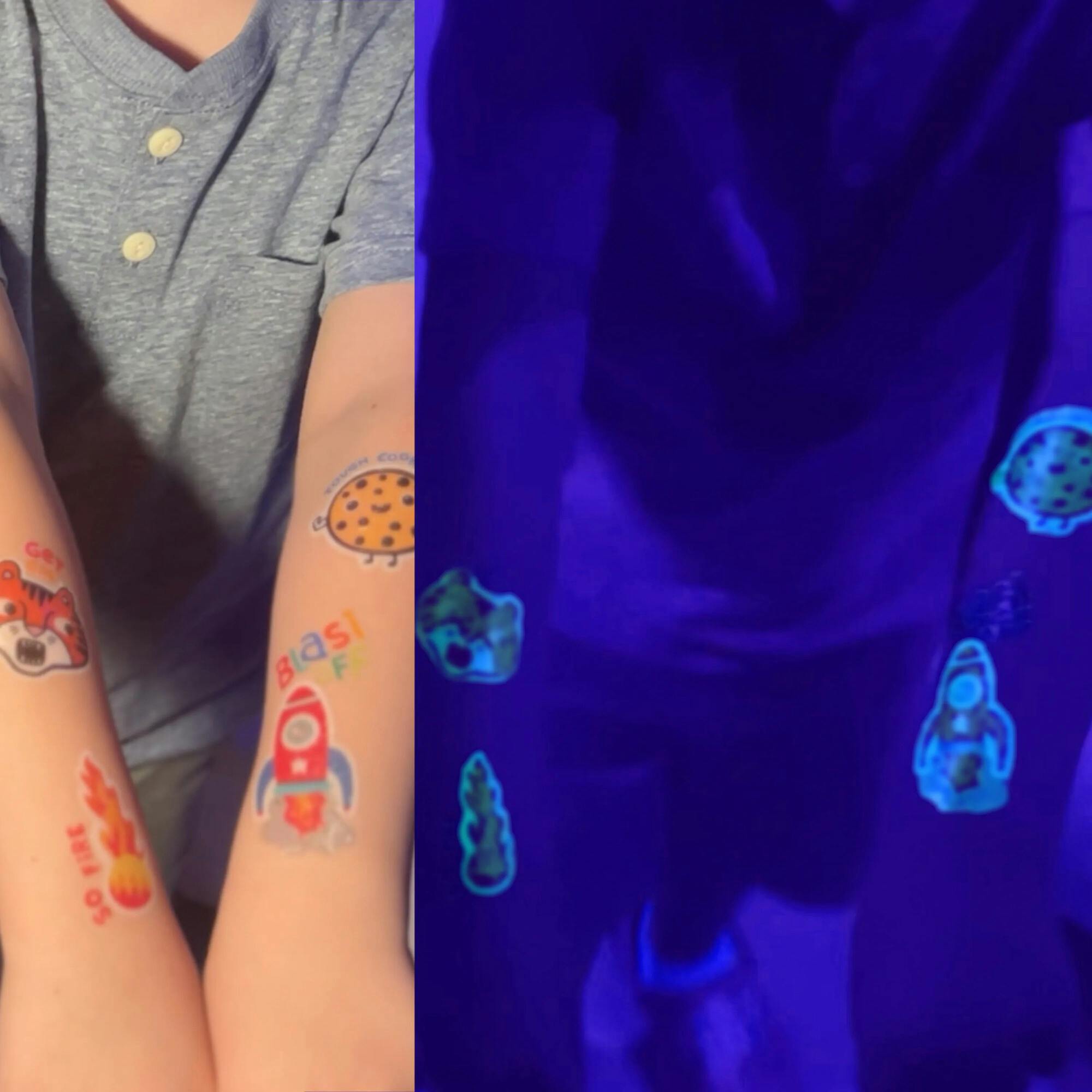 Tattoo-Palooza Glow in the Dark Temporary Tattoos - Bright & Funny - 3 Sheets