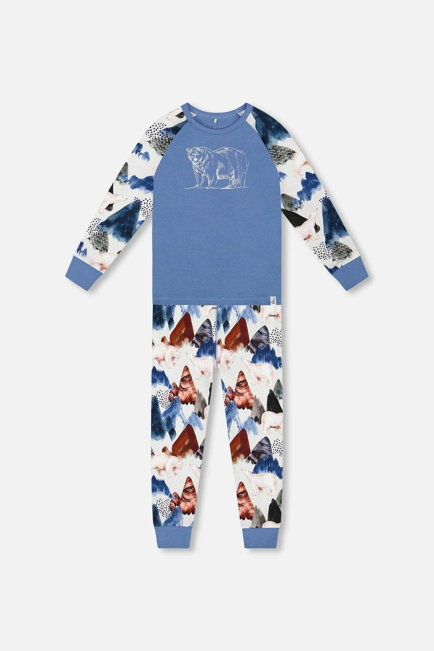 Two-Piece Organic Cotton Pajama Set White Bear Print