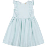 Organic Seersucker Flutter Sleeve Open Back Dress, Green
