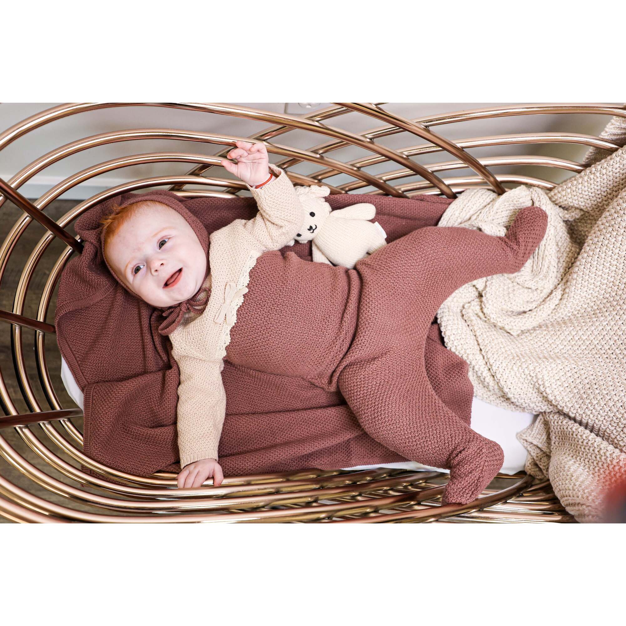 Cutie Color-Block Long Sleeve Footie, Red