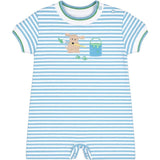 Stripe Knit Shortall With Painting Dog