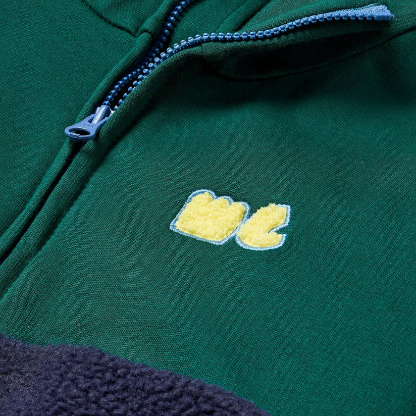 Recycled Cotton And Sherpa Navy Zipup