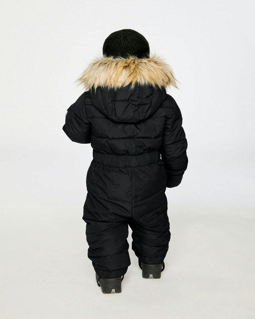 Baby Original One Piece Puffy Snowsuit With Removable Mittens And Boots Black
