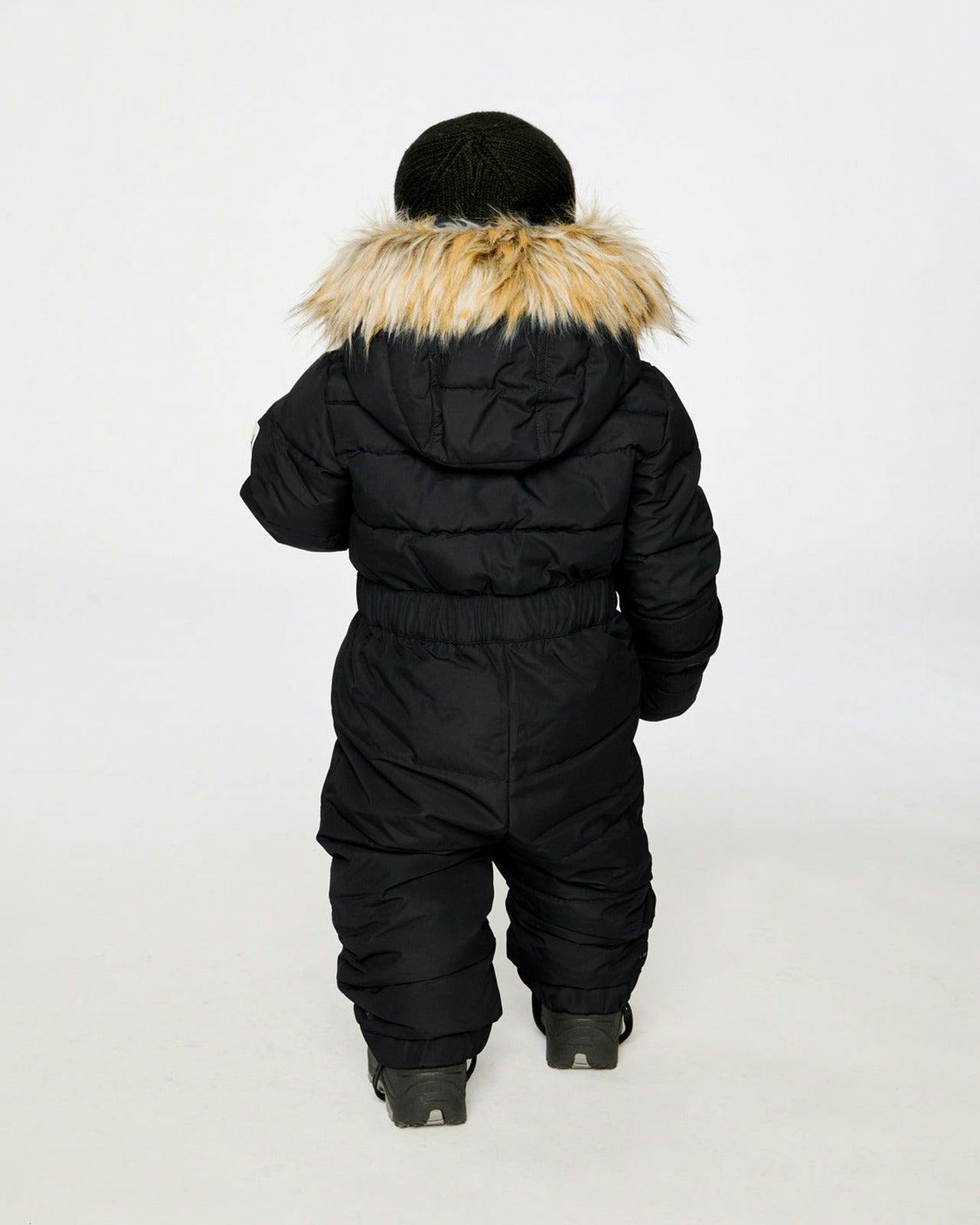 Baby Original One Piece Puffy Snowsuit With Removable Mittens And Boots Black
