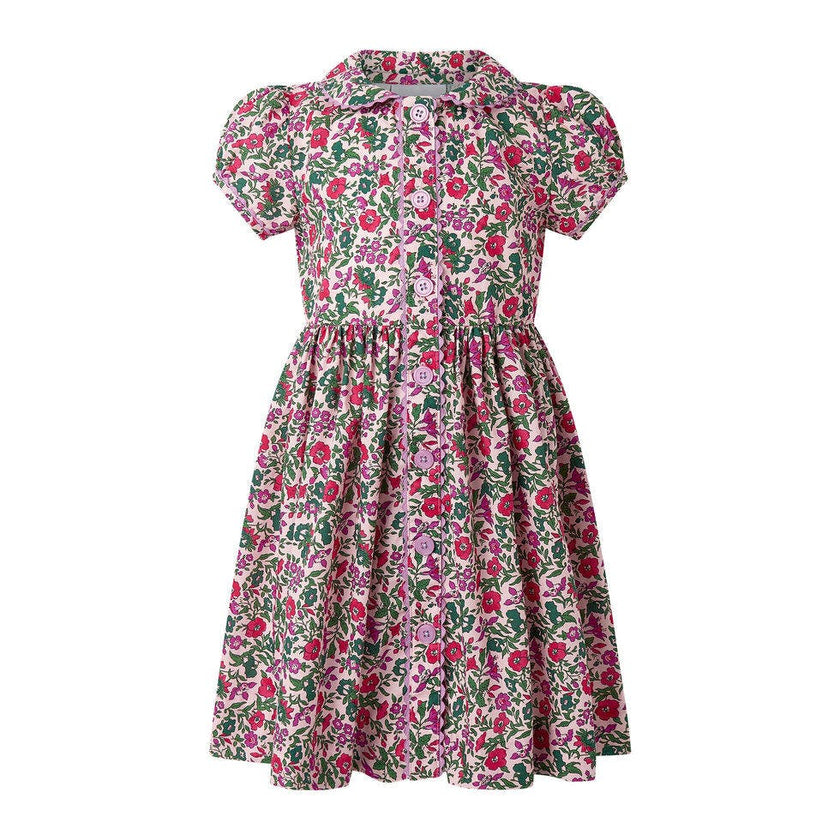 Pink Floral Button-front Dress