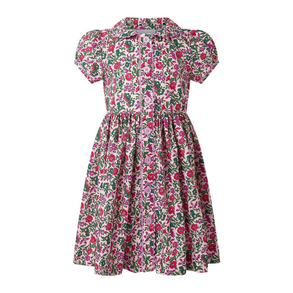 Pink Floral Button-front Dress