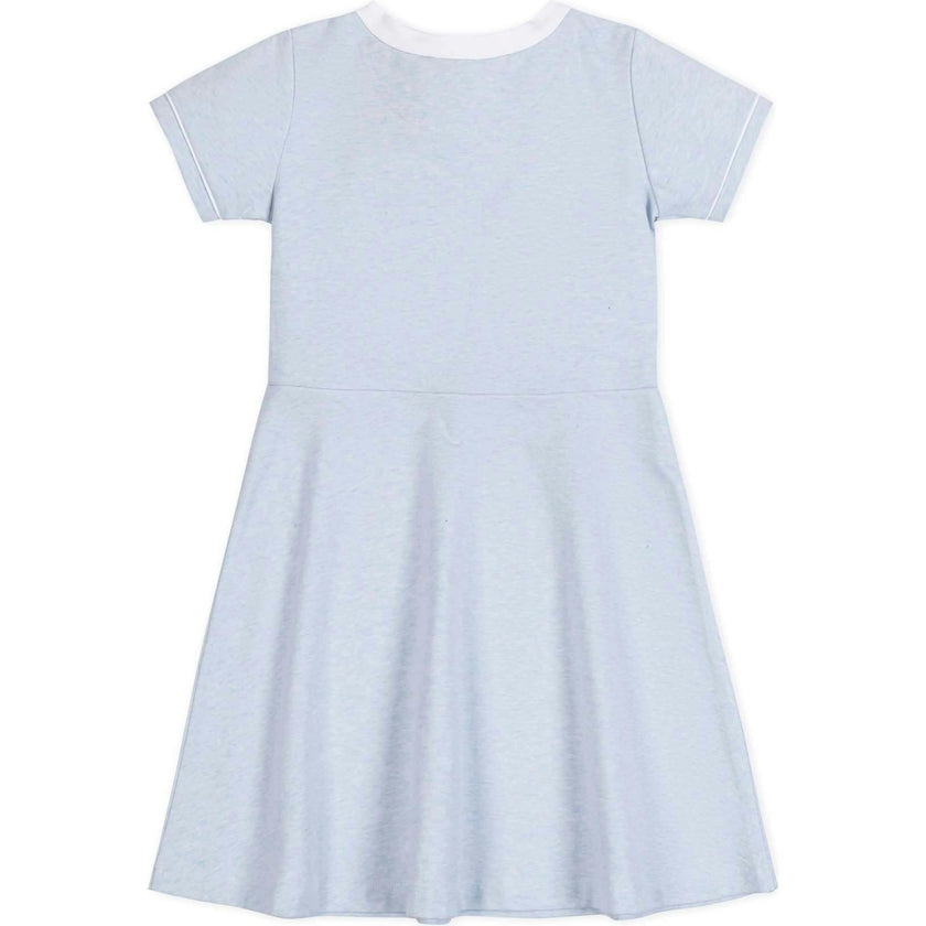 Organic Short Sleeve French Terry Contrast Trim Dress, Blue