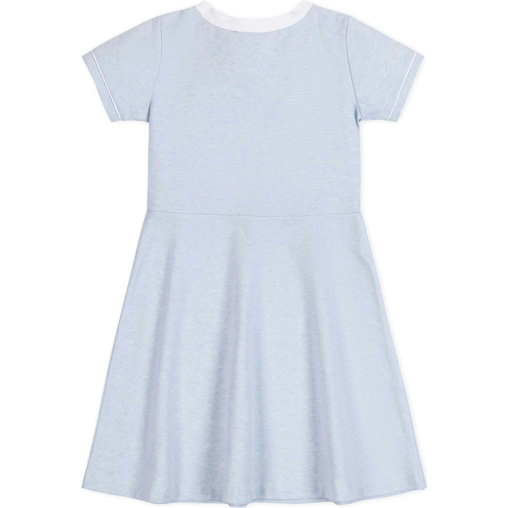 Organic Short Sleeve French Terry Contrast Trim Dress, Blue
