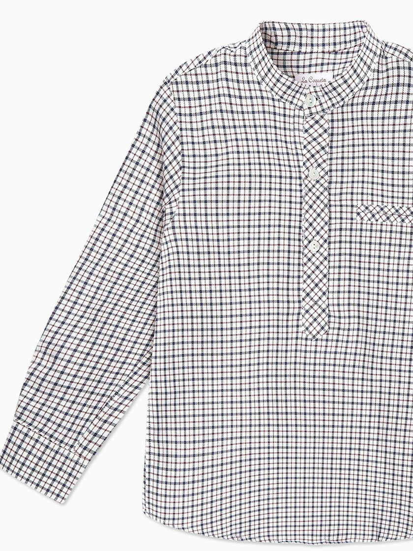 Burgundy Check Mateo Long Sleeve Boy Shirt