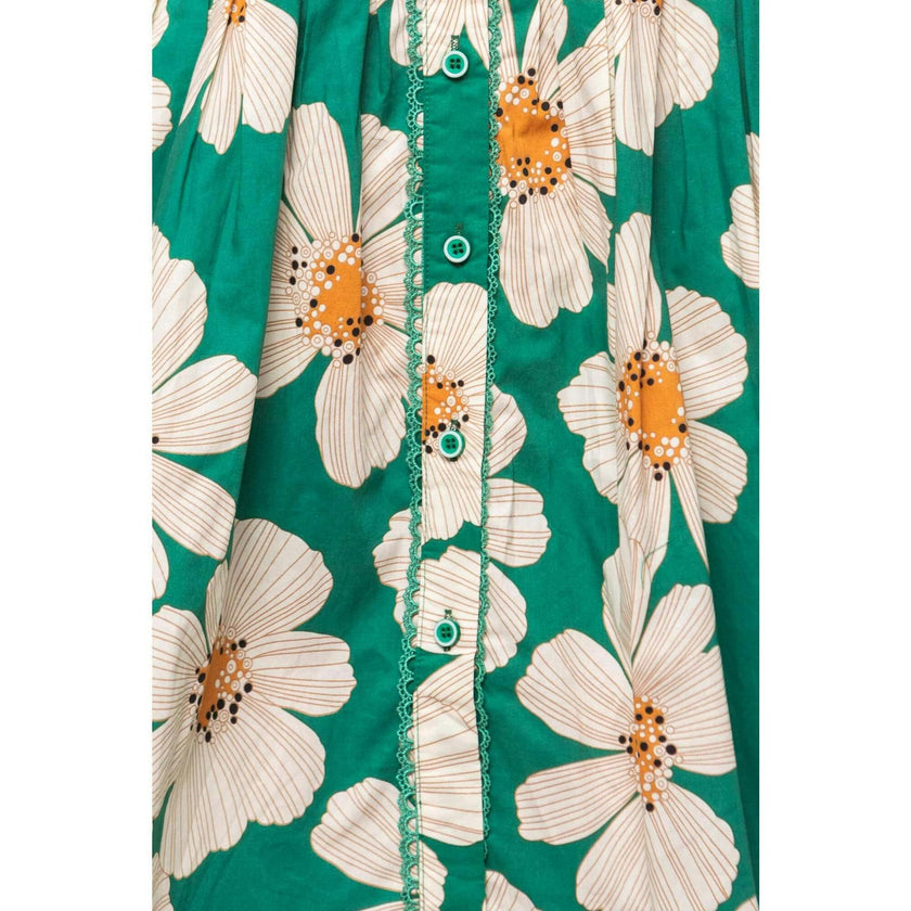 Bowie Dress in Green with White Floral