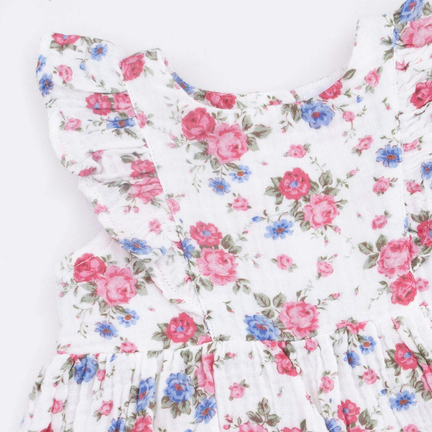 Cabbage Roses - Ruffle Sleeve Dress and Bloomer