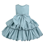 Blue Marina Satin Tiered Dress