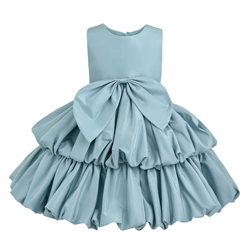 Blue Marina Satin Tiered Dress