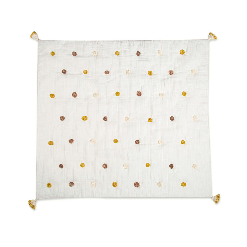 Kendi Cotton Muslin Pom Pom Baby Quilt