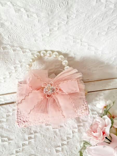 Organza Big Bow Tweed Purse