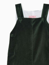Dark Green Buganvilla Velvet Baby Dungarees