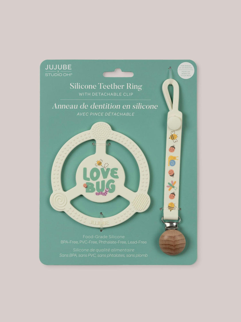 Studio Oh! Silicone Teether Ring With Detachable Clip