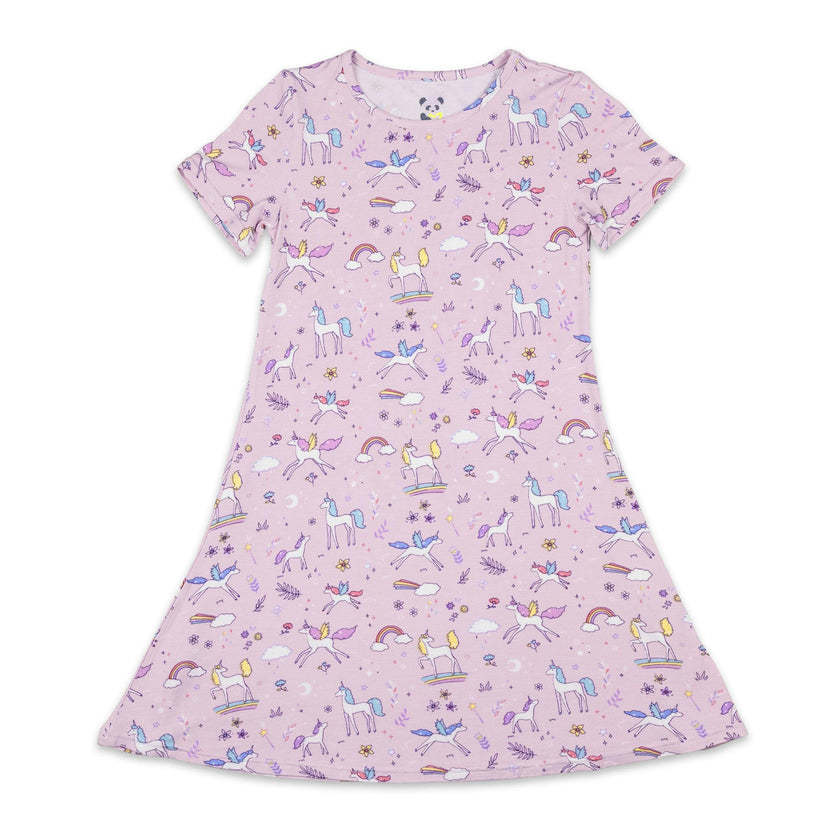Enchanted Unicorn Bamboo Girls' Short Sleeve Dress