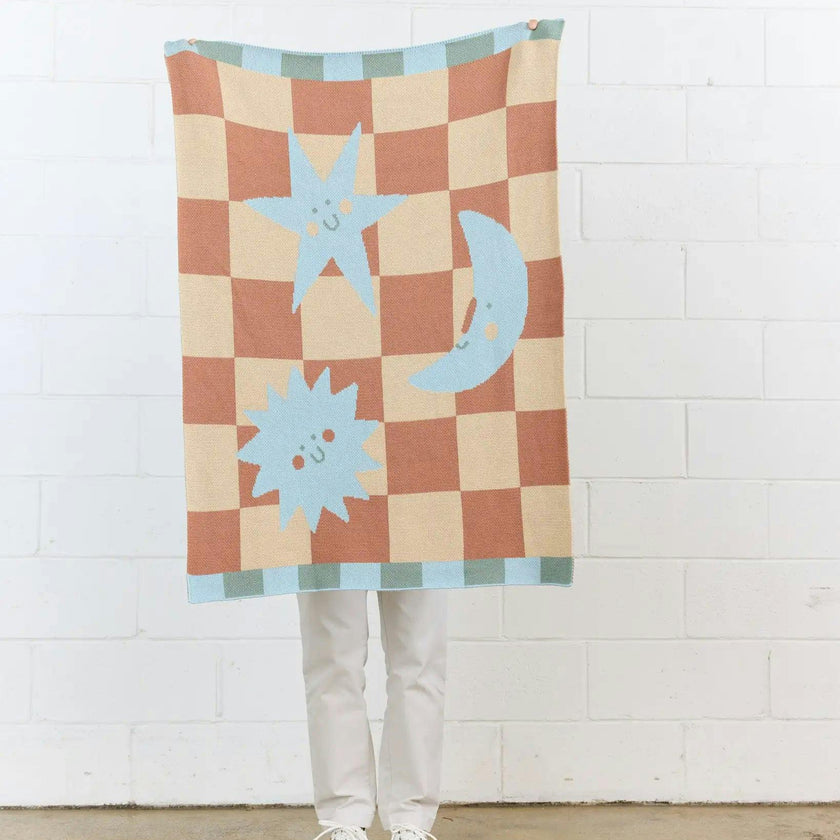 Moon + Stars Knit Mini Blanket