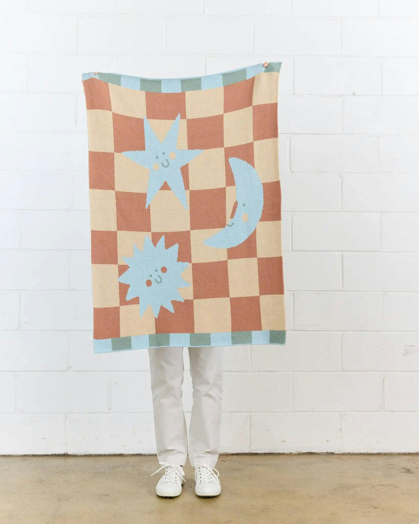 Moon + Stars Knit Mini Blanket