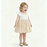 Beige Bow Balloon Dress