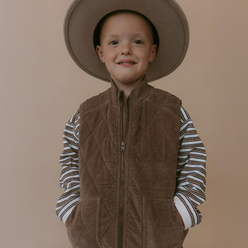 Organic Sleeveless Quilted Corduroy Jacket