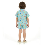 Boys Synthetic Viscose Matching Set | Aqua beach