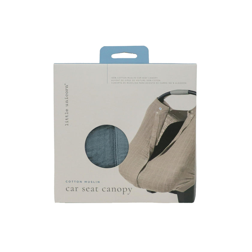 Cotton Muslin Car Seat Canopy - Sea