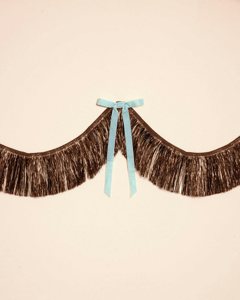 Espresso Bow Banner - fringe + velvet bows