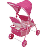 Peppa Doll Twin Stroller - Pink & White Dots