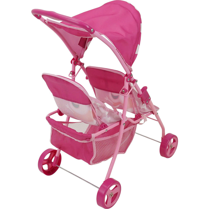 Peppa Doll Twin Stroller - Pink & White Dots