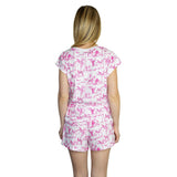 Women's Skydog Toile Pink Jersey Short PJ Set - Organic Stretch Cotton