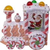 7.5-Inch Battery Operated USB LED Lighted Santa Train Lantern with Spinning Glitter Water.