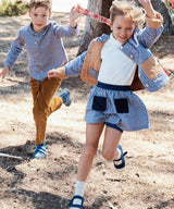 Carter Skirt, Marine Tiny Check