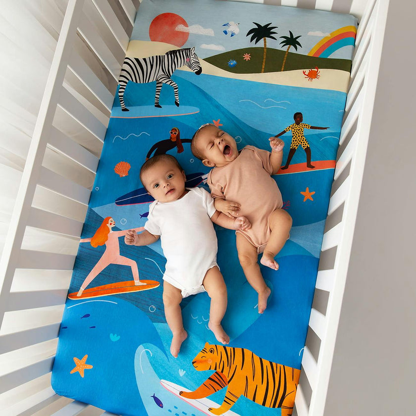 Surfing Safari Standard Crib Sheet