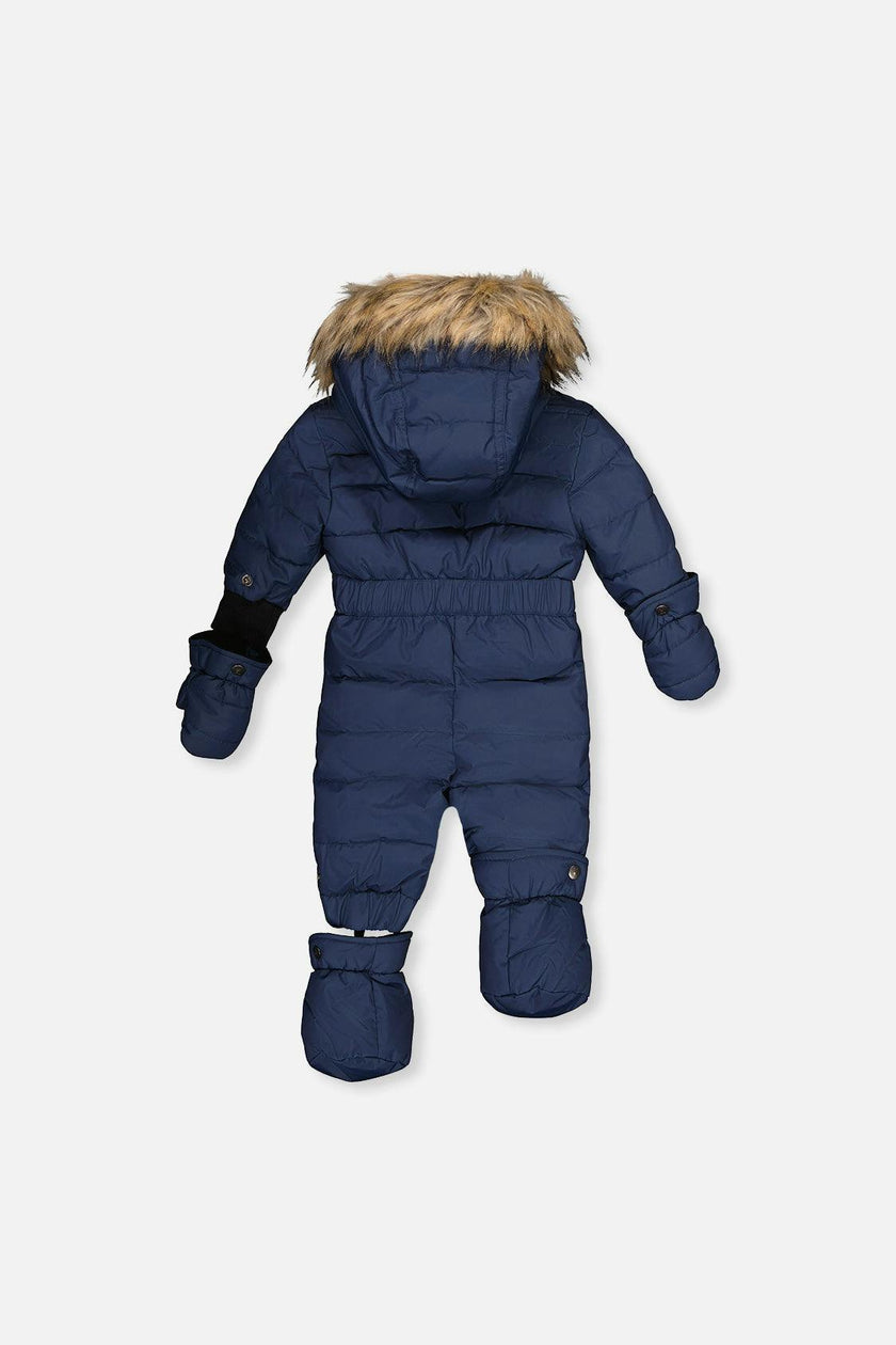 Baby Original One Piece Puffy Snowsuit With Removable Mittens And Boots Dark Blue