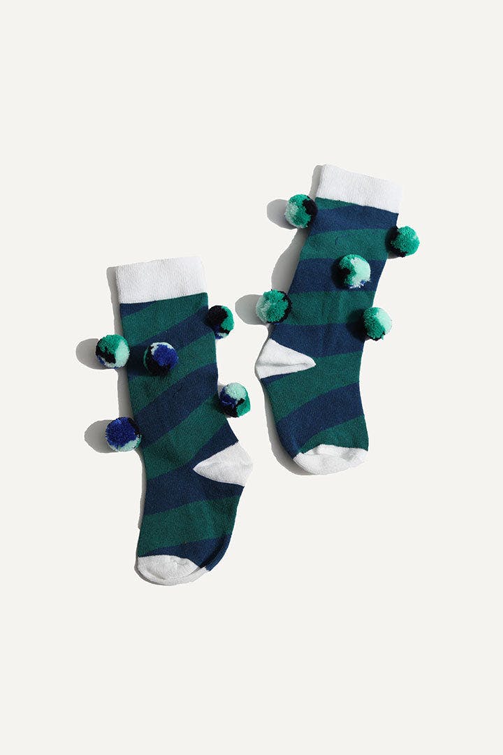 POM POM COLOR BLOCK SOCKS