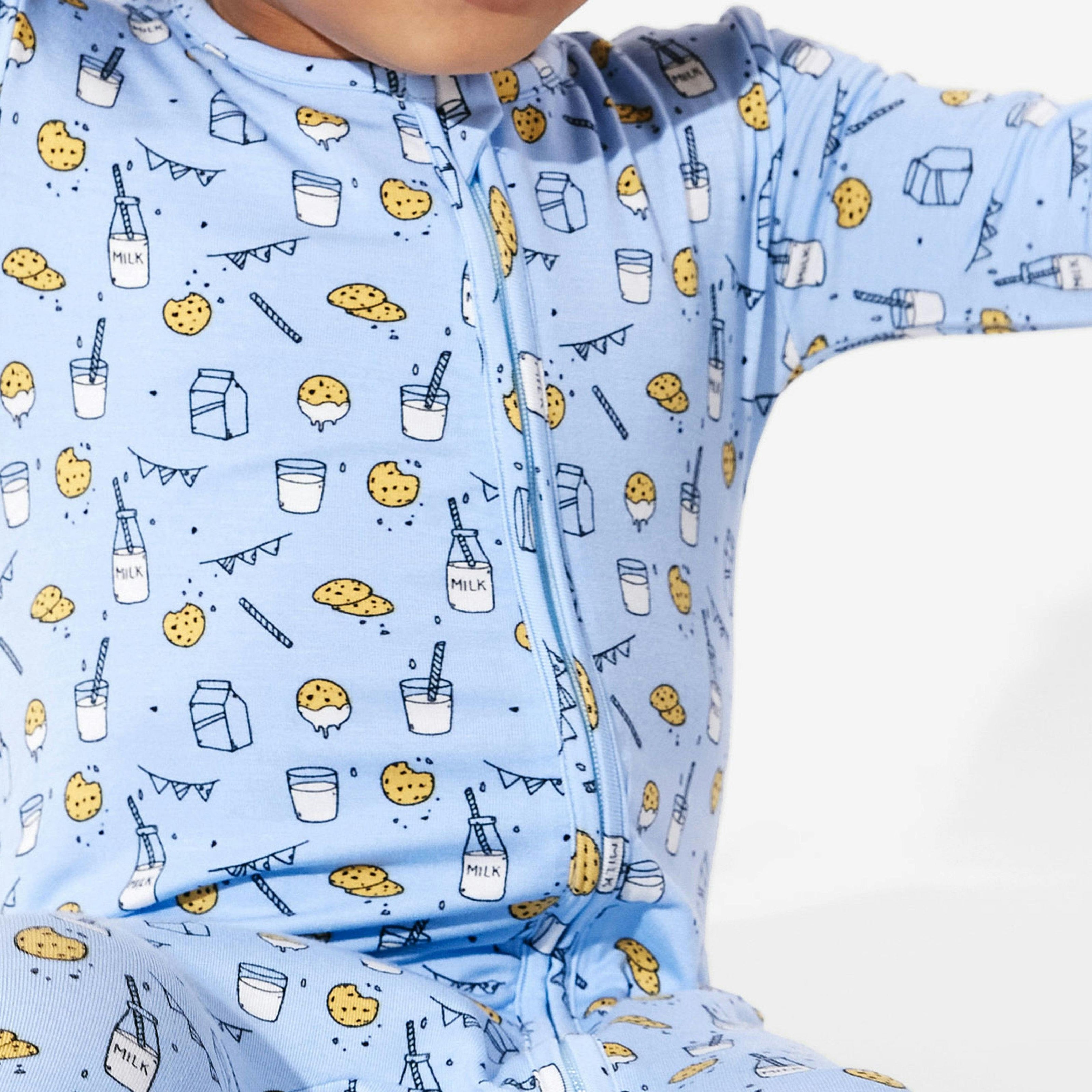 Milk & Cookies Blue Bamboo Convertible Footie