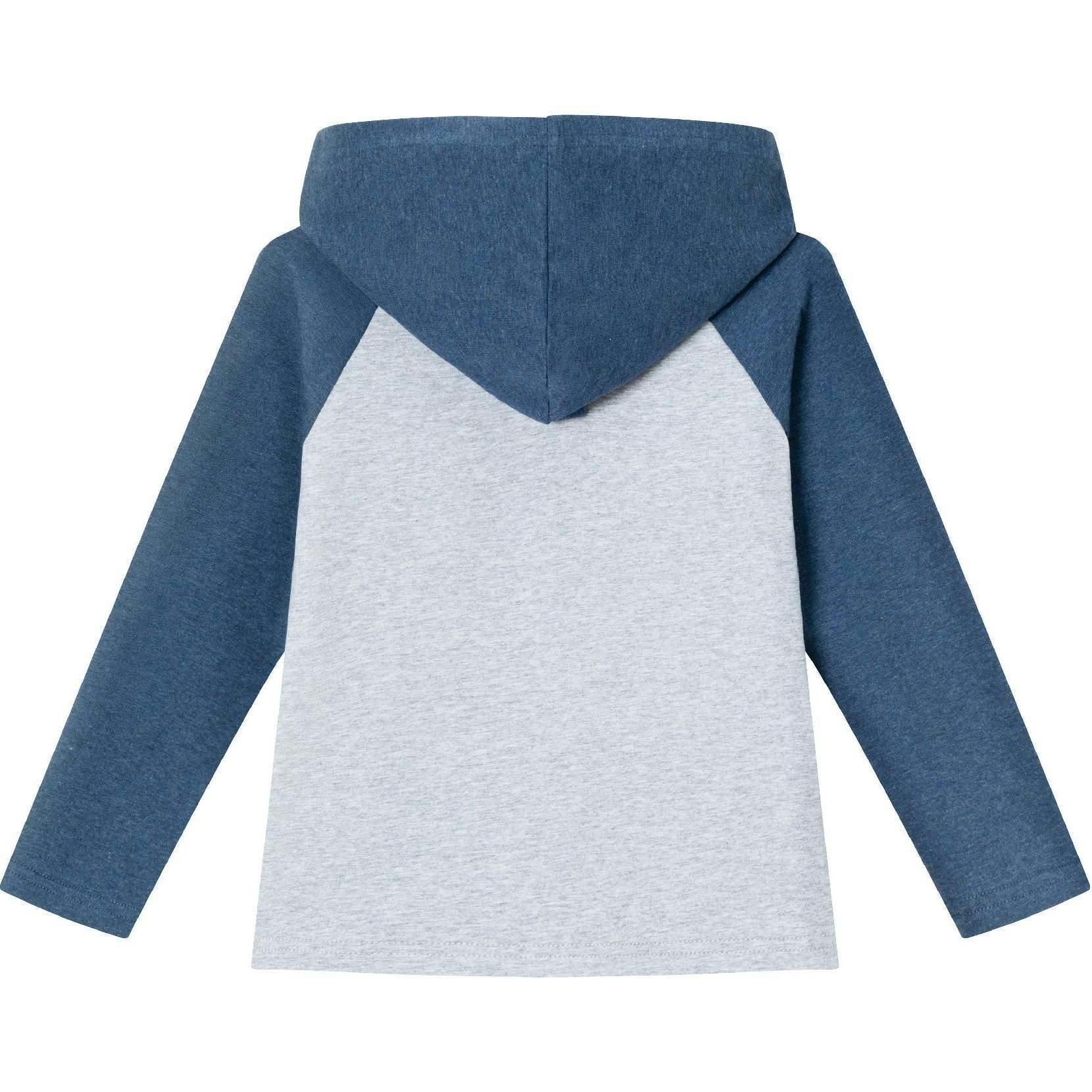Kids Heather Grey/Navy Jersey Hooded Tee