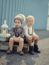 Novelty Plaid High Shoulder Strap Short Overalls