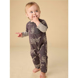 Layered Button-Up Baby Romper, Grey